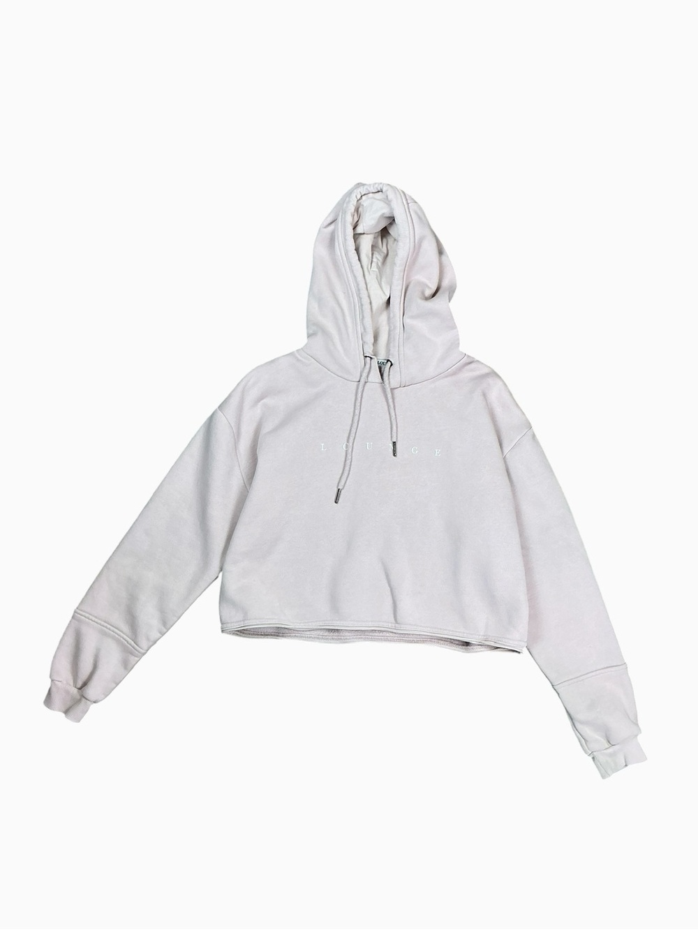 Lounge Apparel Cropped Pale Pink Women's Hooded Sweatshirt Size Small